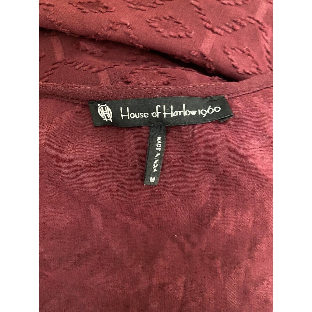 House Of Harlow 1960 Fringe Kimono Tunic Cardigan Burgundy Red Open Fron… - Picture 5 of 5